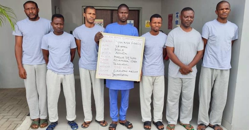 NDLEA arrests 7 members of airport drug syndicate, recovers N19.8m cash from ring leader