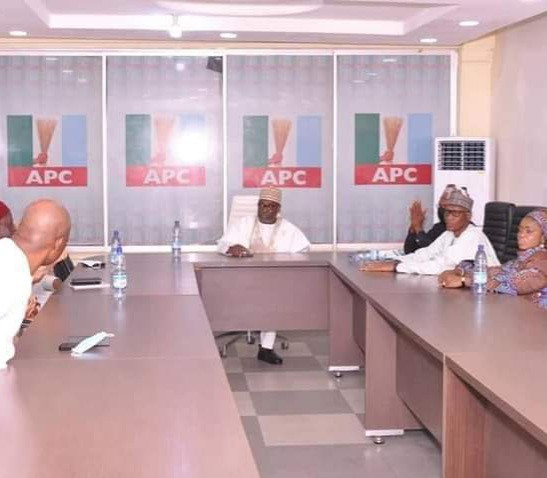 APC denies reports of Buni’s sack as Niger Governor Sani Bello parks car in Chairman’s spot at APC secretariat and presides over meeting 