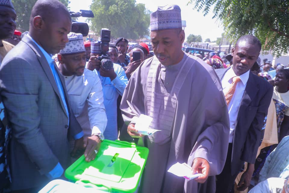 Zulum Votes, Declares Borno LG Polls Peaceful and Orderly