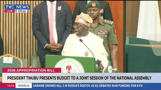 President Tinubu presents N58.46trn 2026 budget to National Assembly members