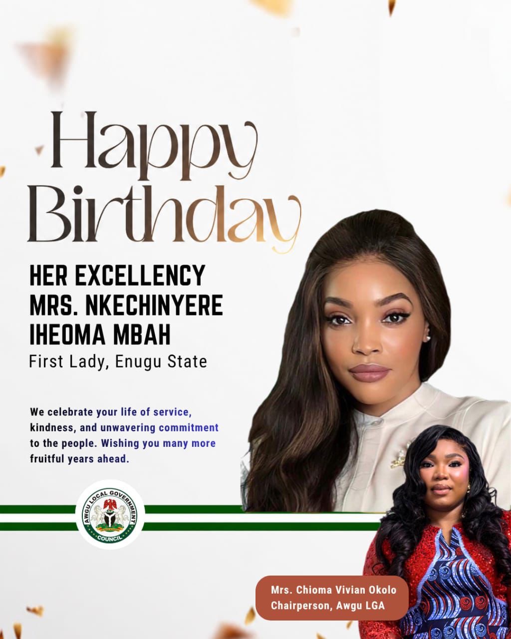 “A Beacon of Compassion and Leadership: Awgu Chairperson Celebrates Enugu First Lady’s Enduring Impact on Her Birthday”