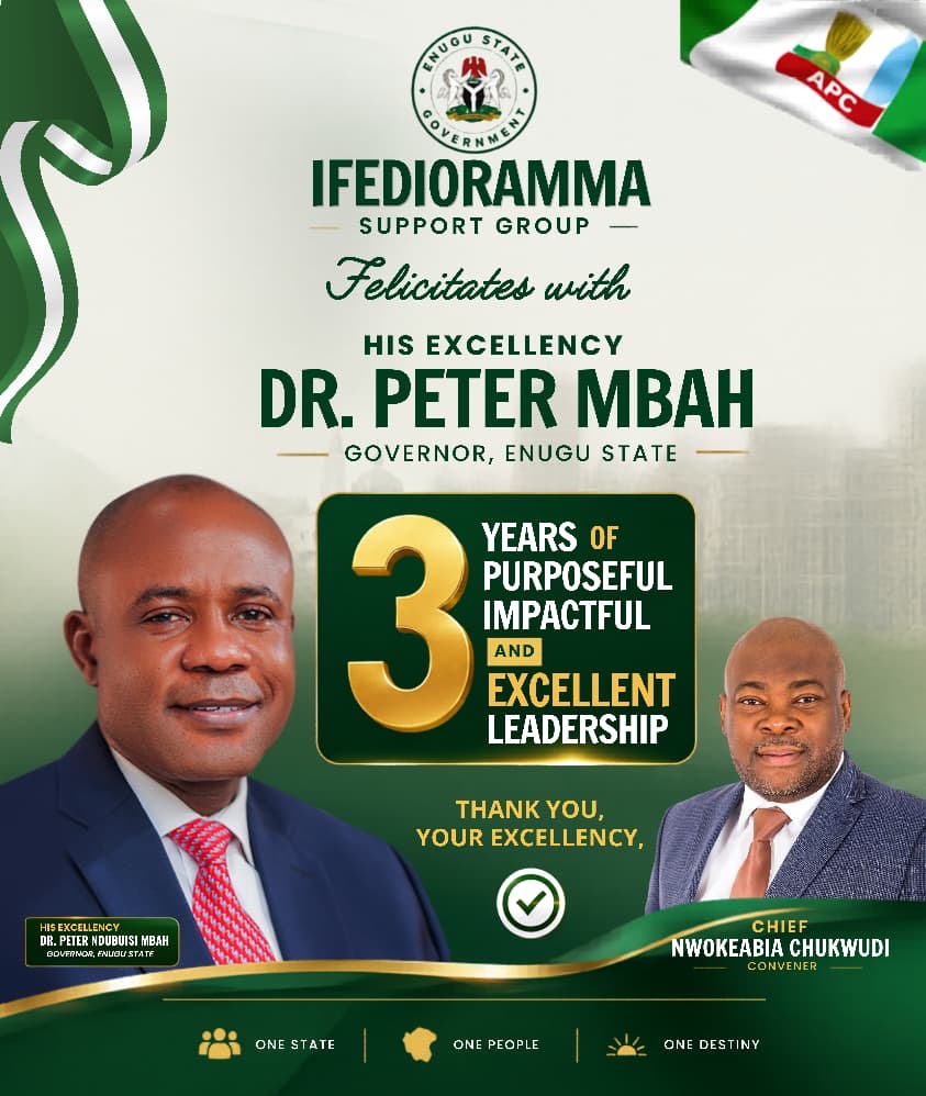 Mbah @3: Ifedioranma Support Group Applauds ‘Best-Ever’ Leadership in Enugu