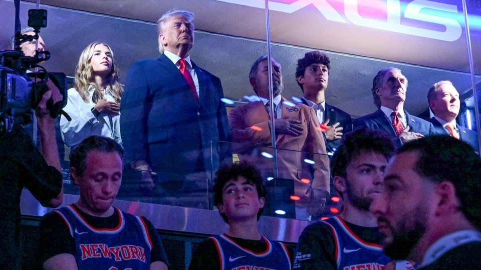 Trump becomes first sitting U.S. president to attend NBA Finals game